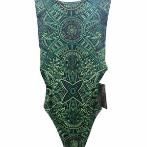 Vibrant Green Patterned Swimsuit